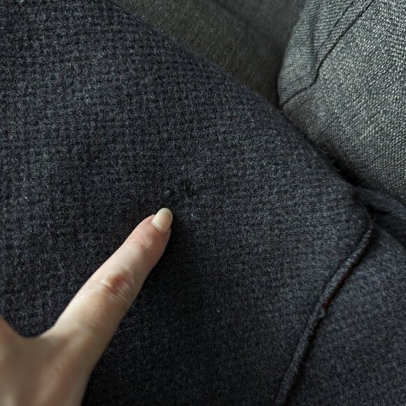 Annikki Karvinen Grey & Red Long 100% Wool Oversized Coat Handmade in Finland - Picture 10 of 14